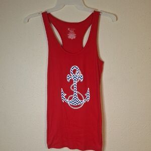 No Boundaries Red Tank Top with Anchor Design size XL